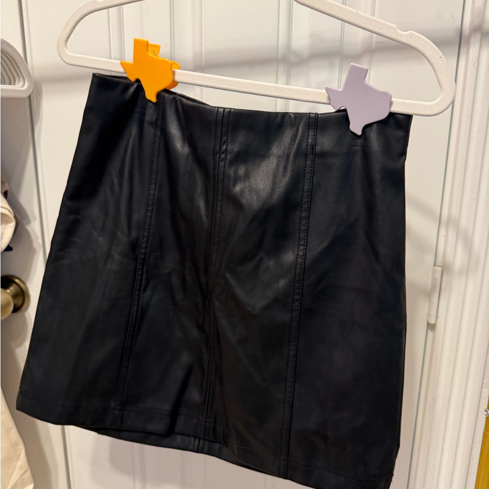 Classic Black Leather Skirt